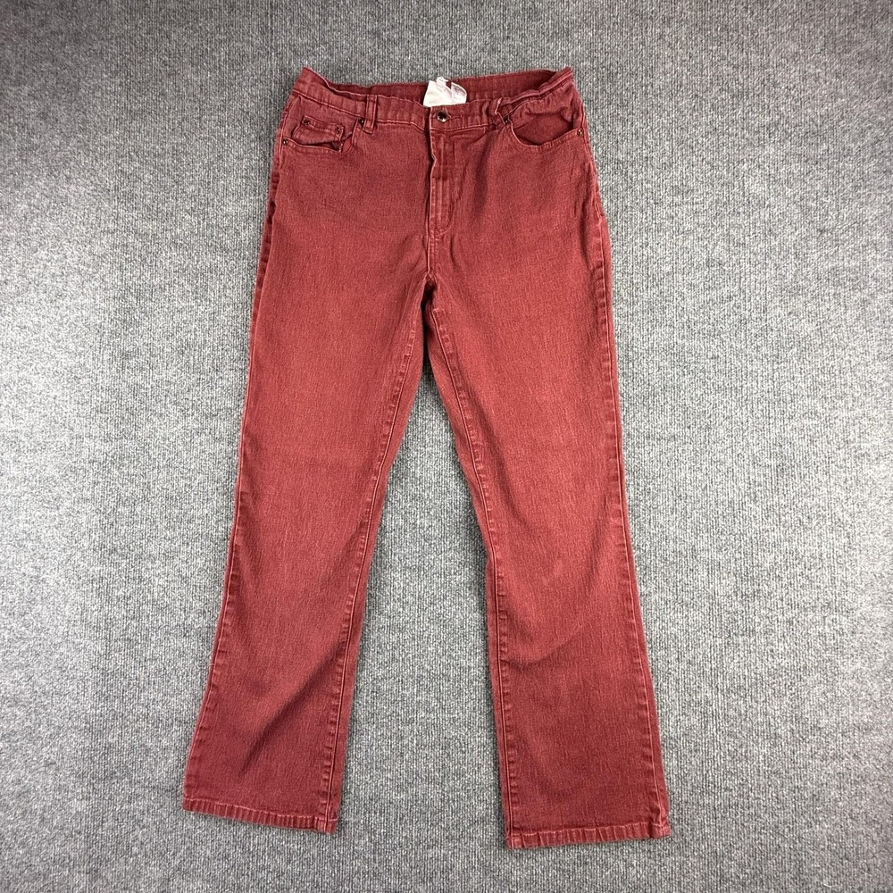 DG2 By Diane Gilman Jeans Womens 16 Red Mid Rise Straight Rhinestone Denim Pants
